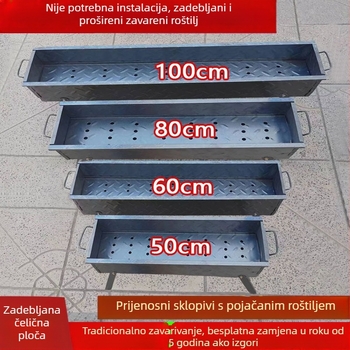 Domaći roštilj na ugljen, sklopiva stalka za ražnjiće, prenosni vanjski roštilj u obliku V, set različitih veličina