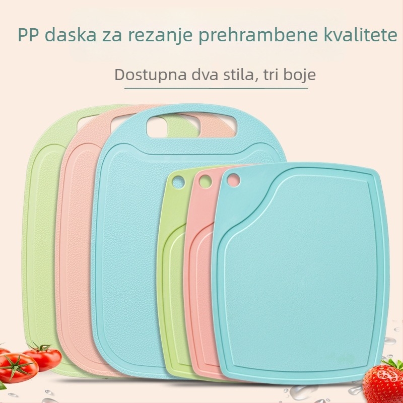 PP plastična daska za rezanje, dvostrana kuhinjska daska za voće i povrće, protuklizna, pogodna za djecu i studente