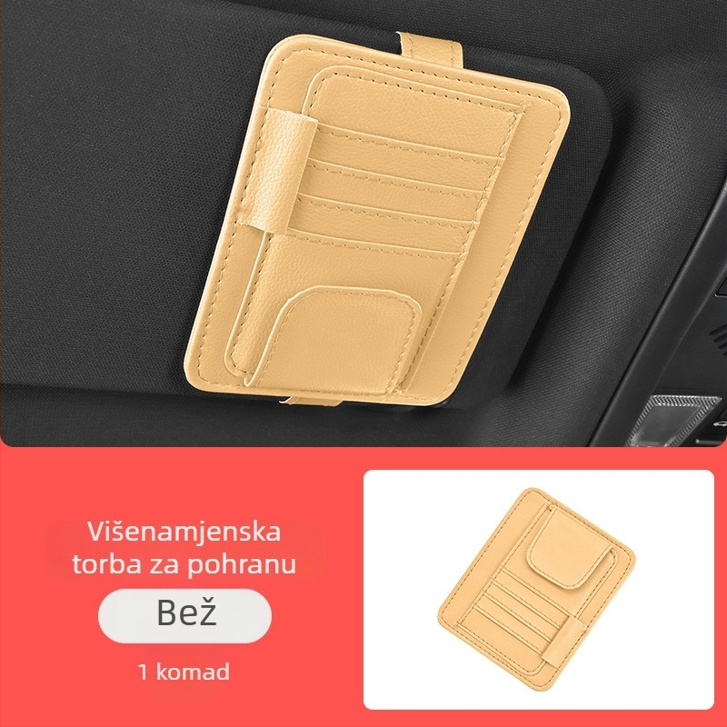 Držač za automobilsku sunčevu viziru — višenamjenski držač za naočale, kartice i dokumente