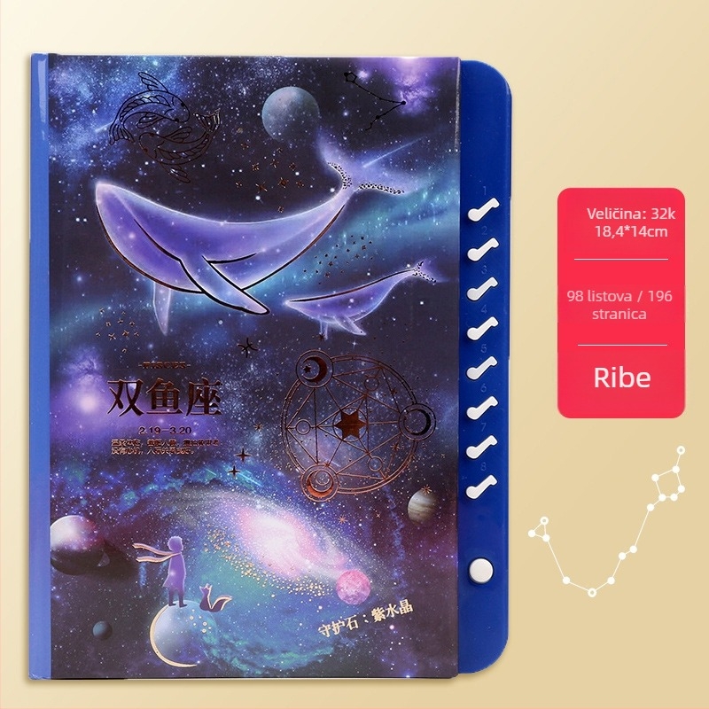 Knjiga šifri po zodijaku – školski dnevnik, kreativan uredski dar, debele obojene stranice