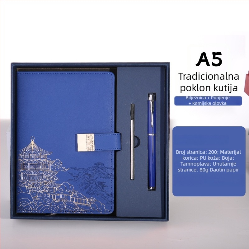 Guochao stil kulturno-kreativni A5 bilježnica u kutiji s prilagođenim logotipom, korporativni dnevnik sastanaka i planer