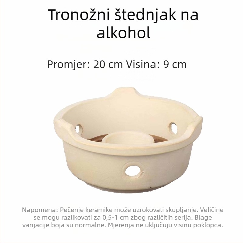 Keramički štednjak na čvrsti alkohol s malom posudom za kuhanje, za suhi lonac, gulaš i rižu