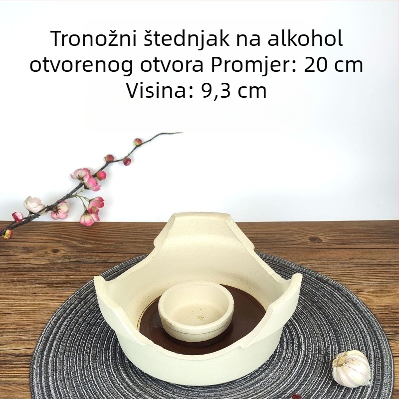 Keramički štednjak na čvrsti alkohol s malom posudom za kuhanje, za suhi lonac, gulaš i rižu