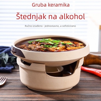 Keramički mali vrući lonac otporan na visoke temperature, alkoholni plamenik, glinena posuda i kaserola za suho kuhanje – samoposluživanje, komercijalna uporaba