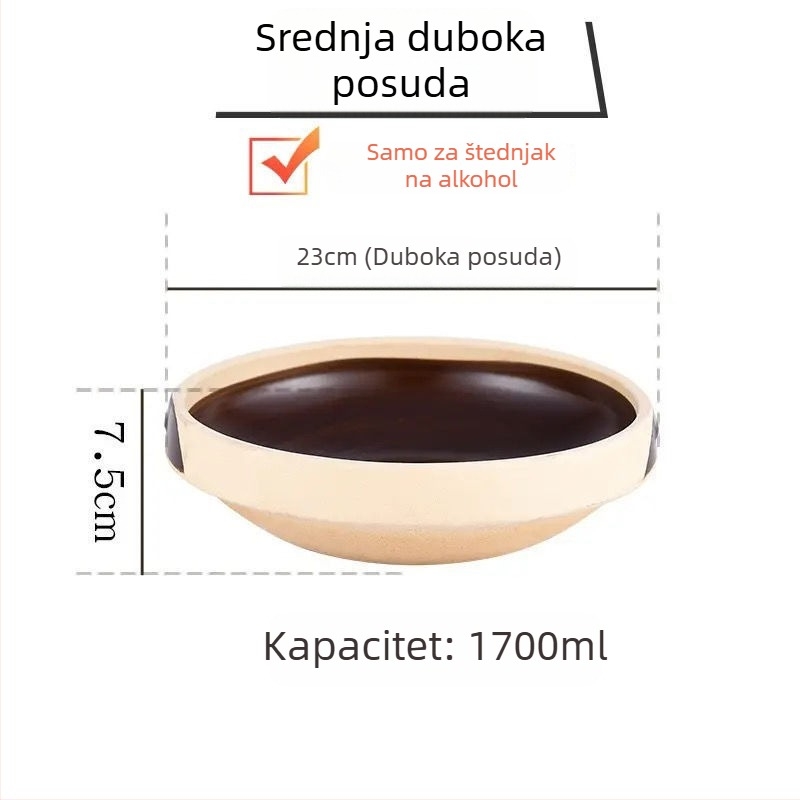 Keramički mali vrući lonac otporan na visoke temperature, alkoholni plamenik, glinena posuda i kaserola za suho kuhanje – samoposluživanje, komercijalna uporaba