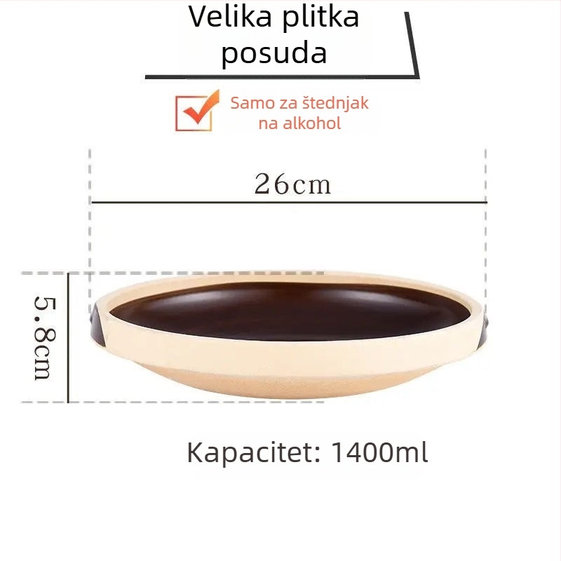 Keramički mali vrući lonac otporan na visoke temperature, alkoholni plamenik, glinena posuda i kaserola za suho kuhanje – samoposluživanje, komercijalna uporaba