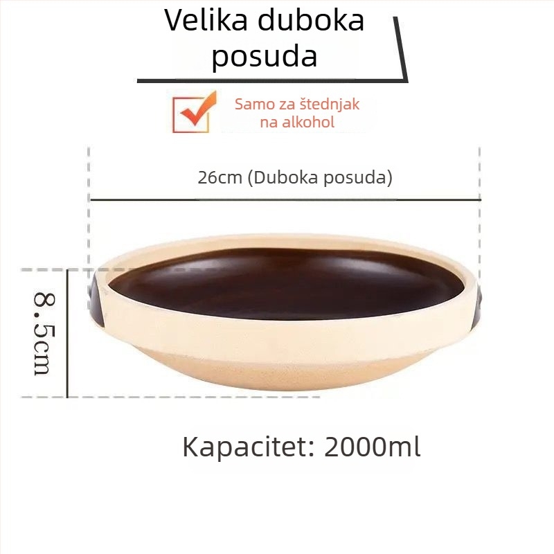 Keramički mali vrući lonac otporan na visoke temperature, alkoholni plamenik, glinena posuda i kaserola za suho kuhanje – samoposluživanje, komercijalna uporaba