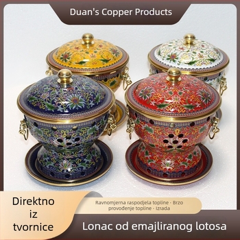 Ručna bakrena posuda s cloisonné emajlom, guste stijene, za komercijalnu uporabu, lonac za ulje za jednu porciju