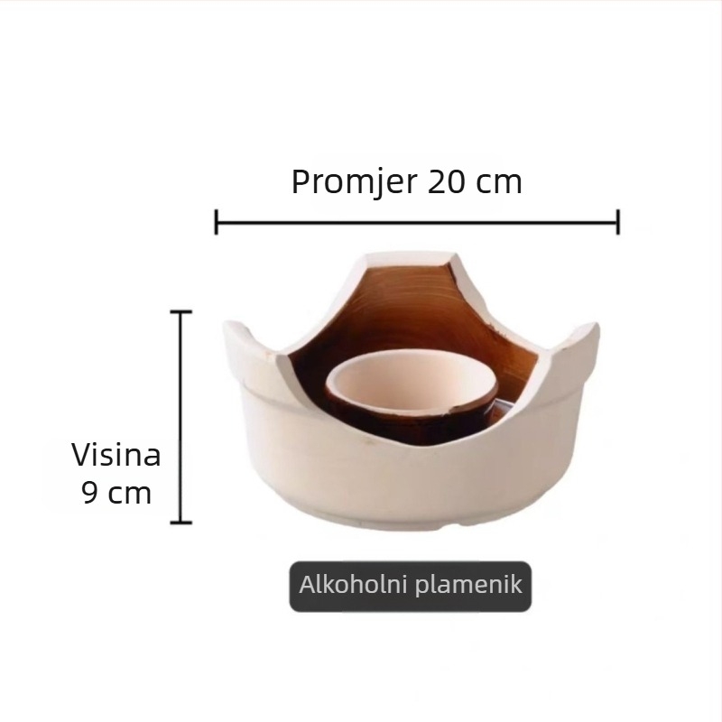 Čvrsti alkoholski plamenik, mali lonac za kuhanje, za kućnu i poslovnu upotrebu, keramički lonac