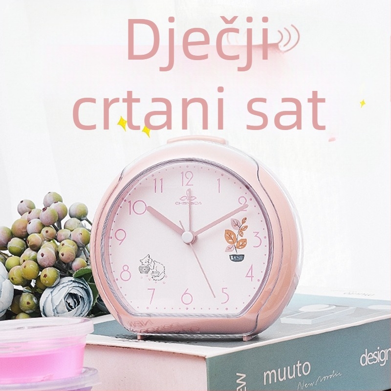 Yida slatki dječji mali budilnik s noćnim svjetlom, višebojni stolni sat A306/307