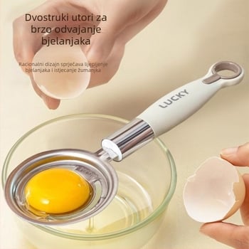 Nerđajući čelik, bijela ručka; odvajač bjelanjka i sito za brašno – kuhinjski alat za pečenje