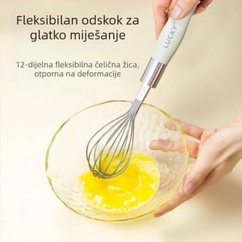 Nerđajući čelik, bijela ručka; odvajač bjelanjka i sito za brašno – kuhinjski alat za pečenje