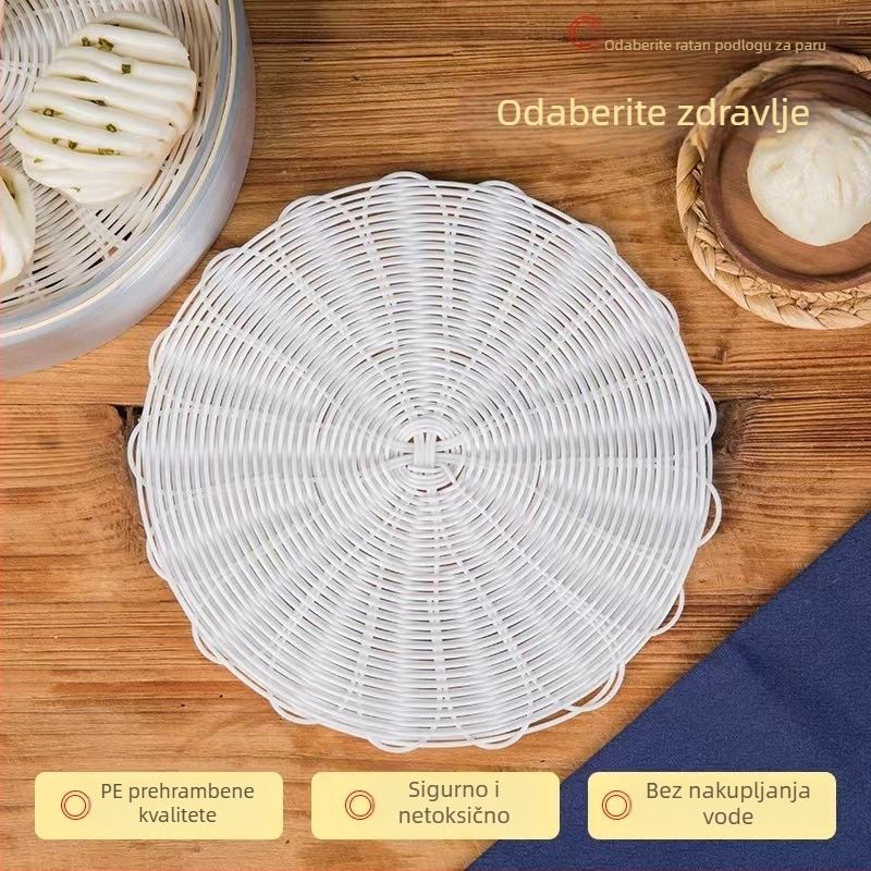 Okrugla podloga za parno kuhanje od imitacije ratana, s nelepivim dnom, za male knedle