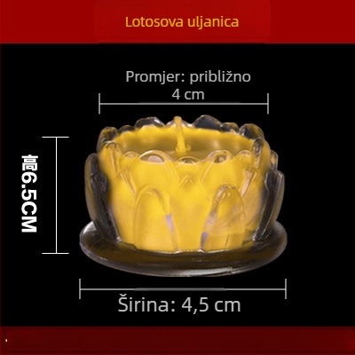 Lotosova maslena lampa za budističko štovanje, staklena lampa za hram, s plosnatim otvorom, 24/12/18 sati trajanja