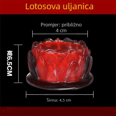Lotosova maslena lampa za budističko štovanje, staklena lampa za hram, s plosnatim otvorom, 24/12/18 sati trajanja