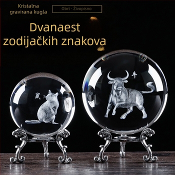 Kreativna kristalna kugla sa dvanaest znakova kineskog zodijaka, poklon za prijatelje i kolege za rođendan, dekor za vinsku vitrinicu, praktičan ukras