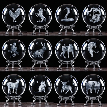 Kreativna kristalna kugla sa dvanaest znakova kineskog zodijaka, poklon za prijatelje i kolege za rođendan, dekor za vinsku vitrinicu, praktičan ukras