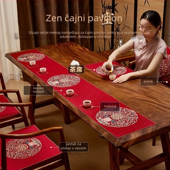 Dvostrani vodootporni izvezeni stolni runner u kineskom stilu, zen inspiriran vintage materijal