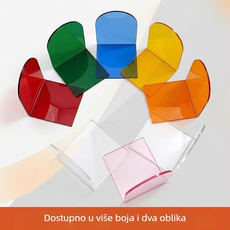 Akrilni L-oblik držač knjiga, stolni držač knjiga, u bojama i prozirnim varijantama