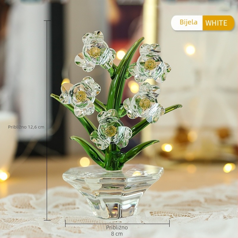 Kristalno staklena orchid dekoracija za dnevni boravak i stol, minimalistički moderni 3D dizajn, višebojna