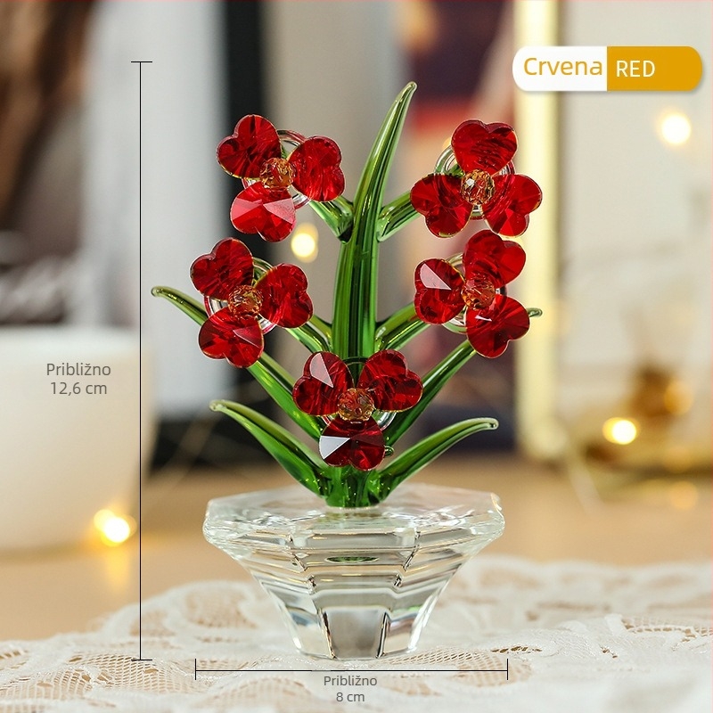 Kristalno staklena orchid dekoracija za dnevni boravak i stol, minimalistički moderni 3D dizajn, višebojna