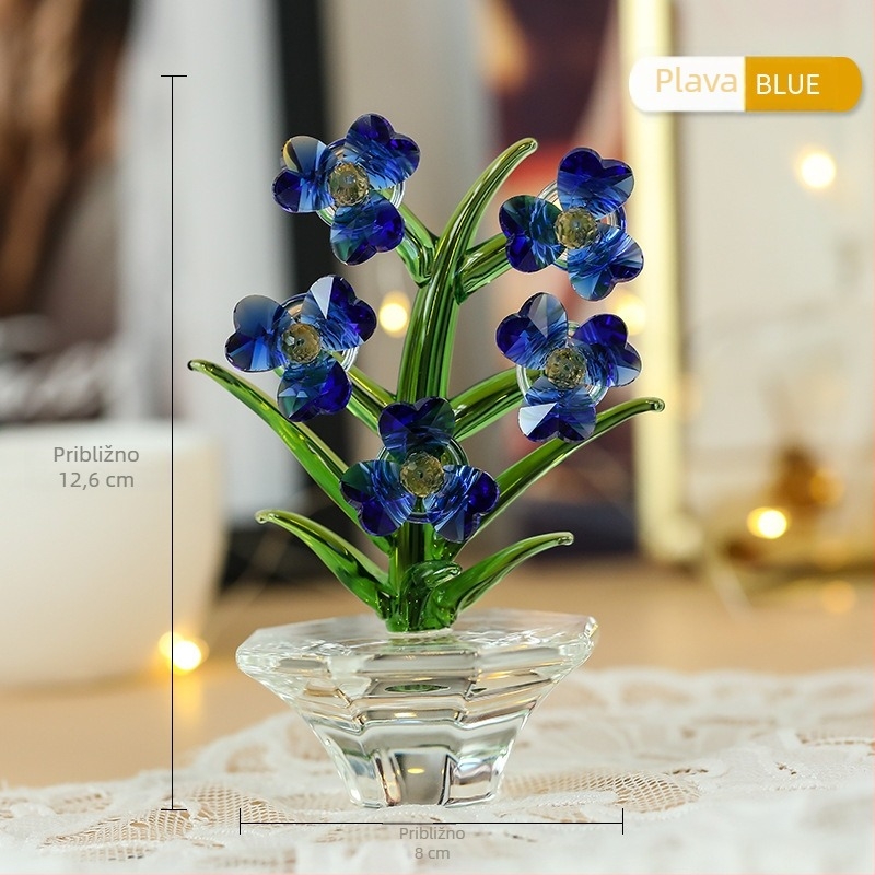Kristalno staklena orchid dekoracija za dnevni boravak i stol, minimalistički moderni 3D dizajn, višebojna