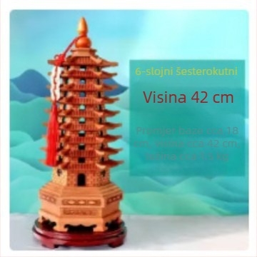 Wenwang Feng Shui pagoda od breskva drveta, devet slojeva, 13-slojevni ukras za akademski napredak i uspjeh na ispitima