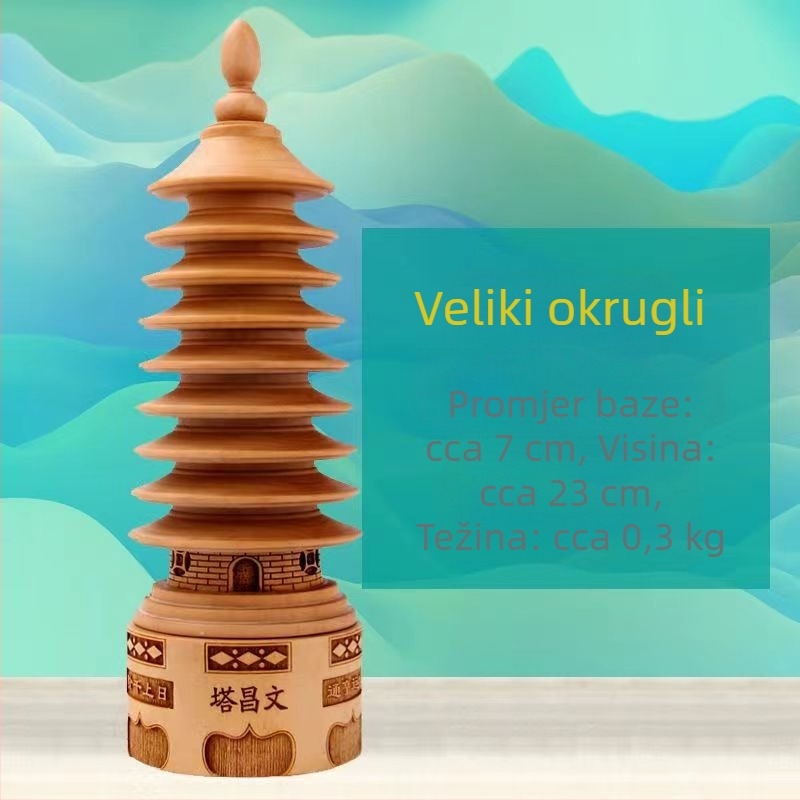 Wenwang Feng Shui pagoda od breskva drveta, devet slojeva, 13-slojevni ukras za akademski napredak i uspjeh na ispitima