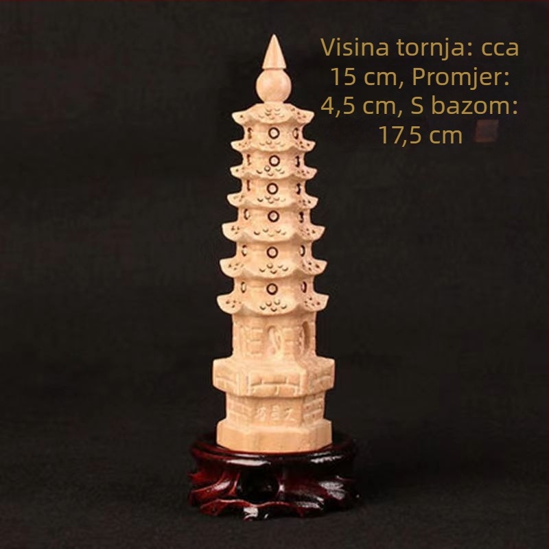 Wenwang Feng Shui pagoda od breskva drveta, devet slojeva, 13-slojevni ukras za akademski napredak i uspjeh na ispitima