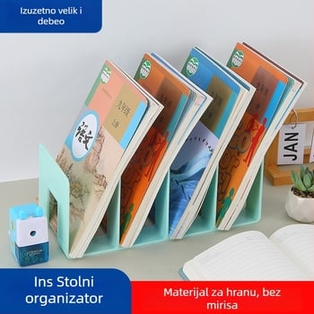 Morandi akrilna stolna držač knjiga i organizator dokumenata, višeslojni prozirni držač, materijal prehrambene kakvoće, 4 odjeljka