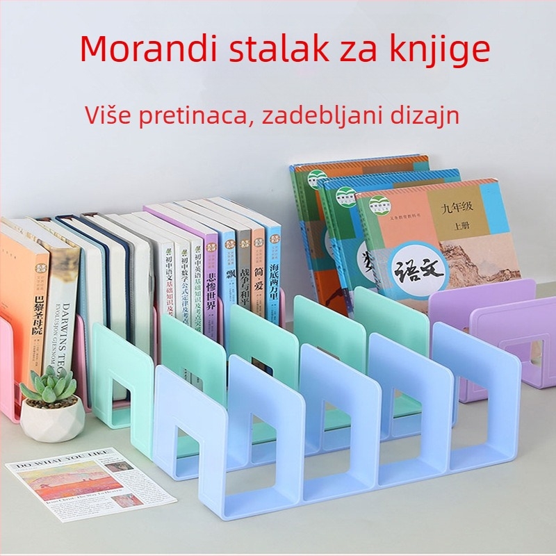 Morandi akrilna stolna držač knjiga i organizator dokumenata, višeslojni prozirni držač, materijal prehrambene kakvoće, 4 odjeljka