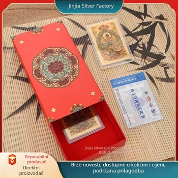 Čisto zlato 999 Osm zaštitnika Buddhe – statuica za telefon, šareni Thangka, zlatna kartica