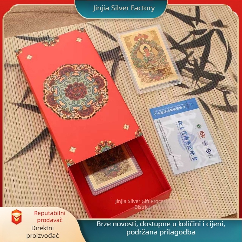 Čisto zlato 999 Osm zaštitnika Buddhe – statuica za telefon, šareni Thangka, zlatna kartica