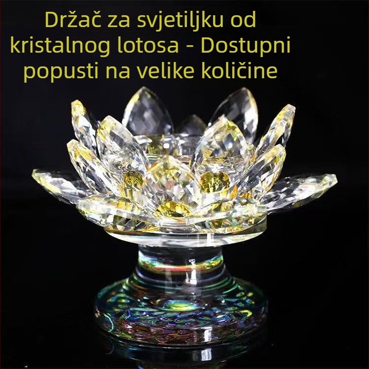 Kristalni svijećnjak s lotosom za dnevni boravak, kineska izrada, dom dekor - dar za budističke obrede