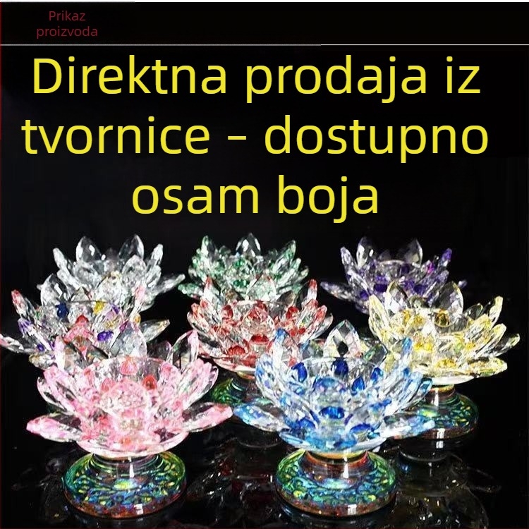 Kristalni svijećnjak s lotosom za dnevni boravak, kineska izrada, dom dekor - dar za budističke obrede