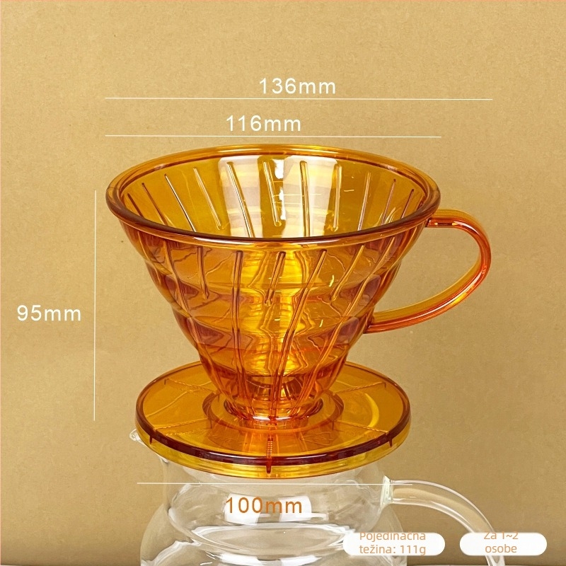 Veliki konusni filter za ručnu pripremu kave, prozirni V60 filter, mala veličina, navojni filter za kapanje kave
