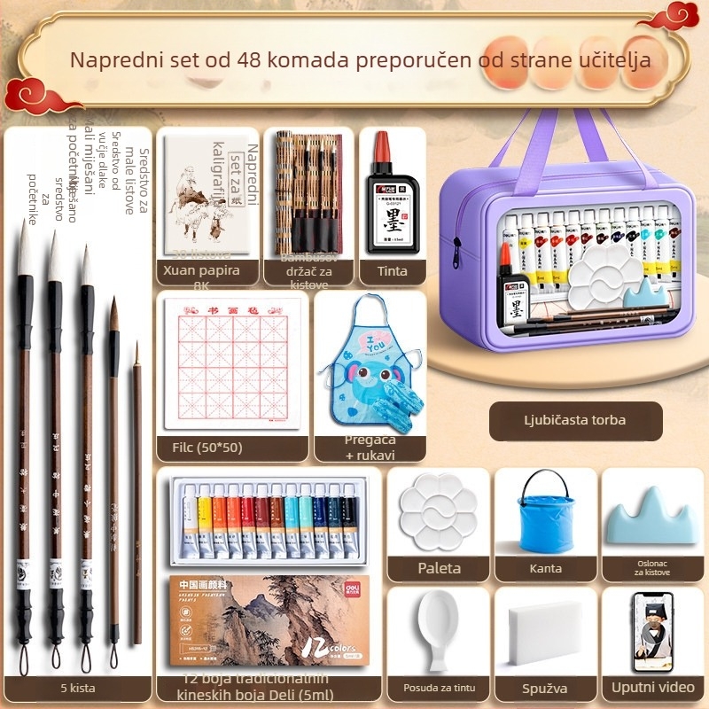 Set pigmenta za kinesko slikanje za početnike, kompletan set alata za kinesko slikanje tintom, paleta za učenike, dječji umjetnički materijali