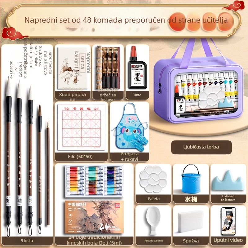 Set pigmenta za kinesko slikanje za početnike, kompletan set alata za kinesko slikanje tintom, paleta za učenike, dječji umjetnički materijali