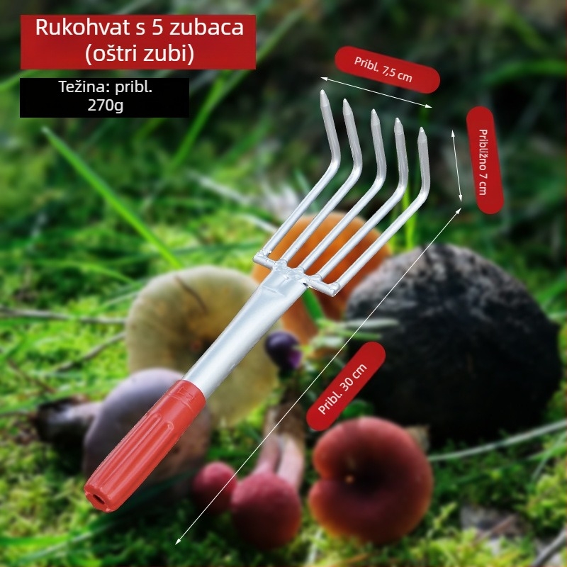 Nehrđajući čelična grabljica s integriranim zavarenim držalom i višezubnim zubima za otpuštanje tla