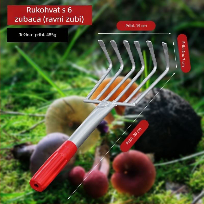Nehrđajući čelična grabljica s integriranim zavarenim držalom i višezubnim zubima za otpuštanje tla