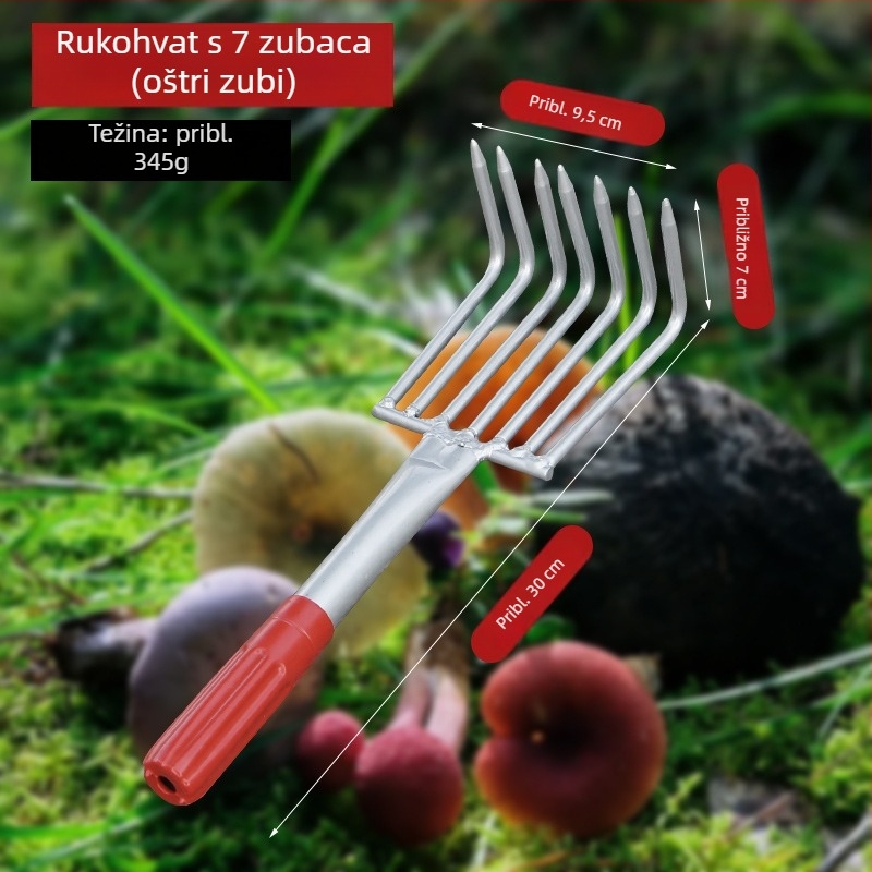 Nehrđajući čelična grabljica s integriranim zavarenim držalom i višezubnim zubima za otpuštanje tla