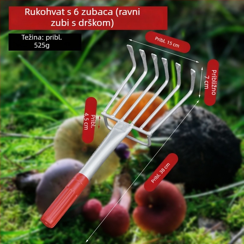 Nehrđajući čelična grabljica s integriranim zavarenim držalom i višezubnim zubima za otpuštanje tla
