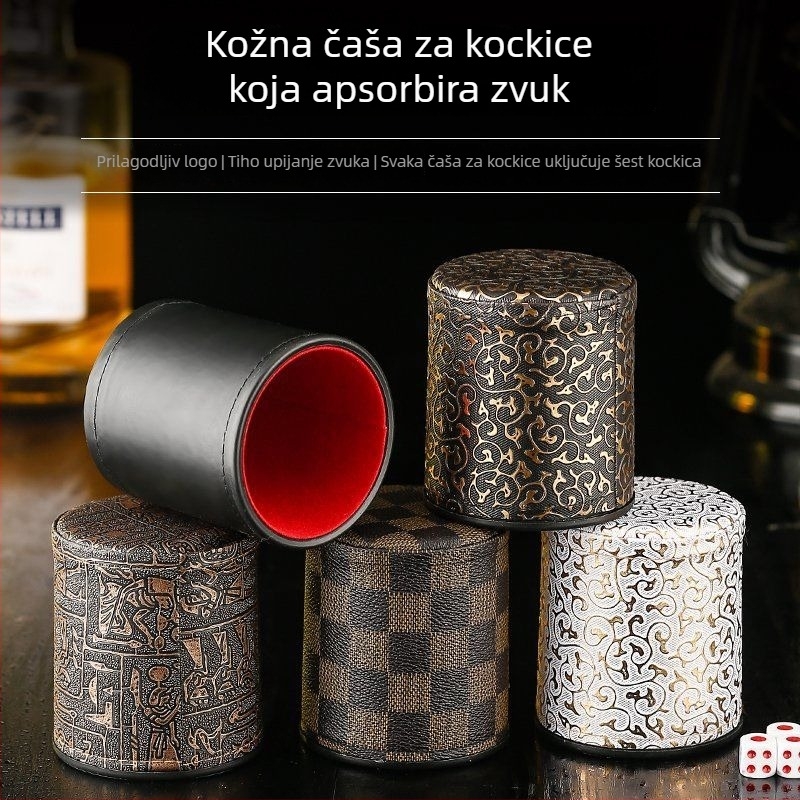 Tihe kožne čašice za kocke, luksuzan set s redukcijom buke, bar čašice s baršunastim završetkom