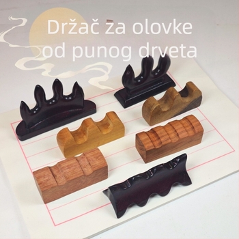 Držač za četkice i olovke od drveta, oblik planine, japanski stil