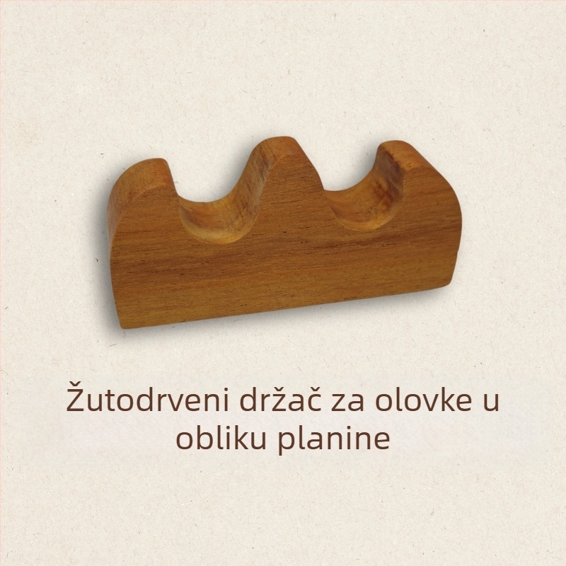 Držač za četkice i olovke od drveta, oblik planine, japanski stil
