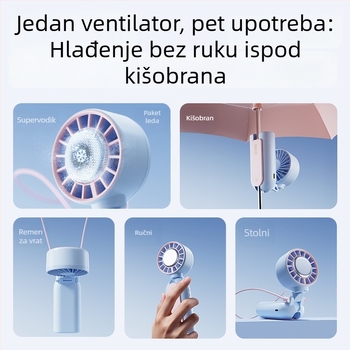 USB mini tih ventilator – ručni i stolni, dvostruka upotreba, nosivi oko vrata, za unutarnju i vanjsku upotrebu