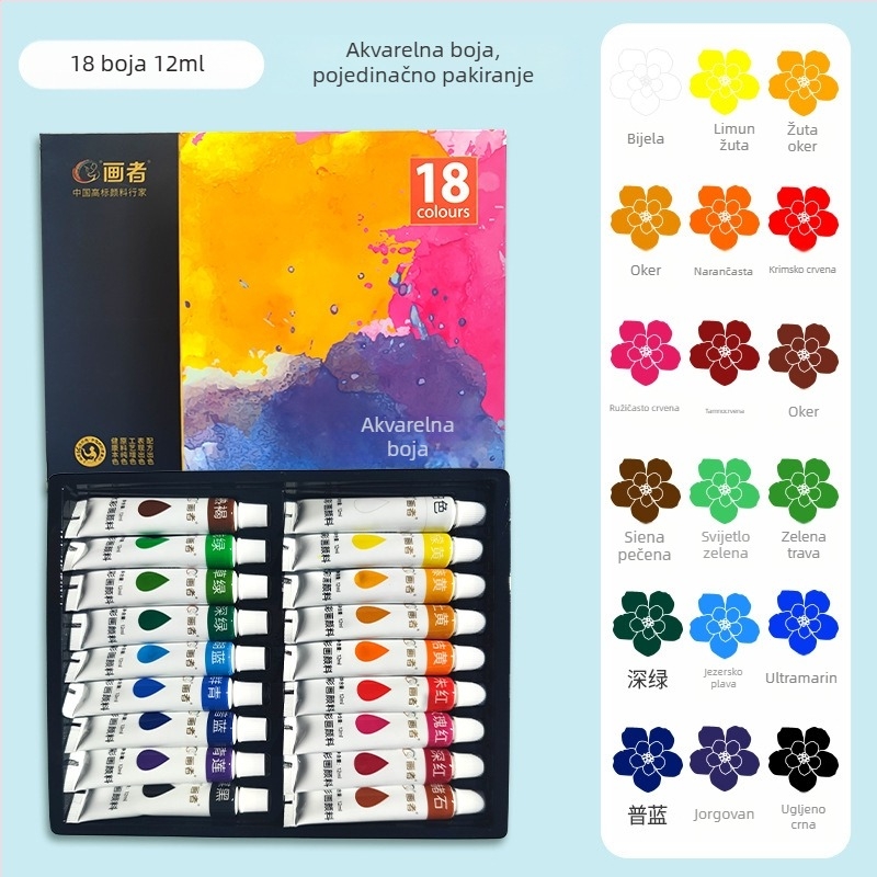 Painter set boja: akrilne, akvarelne i gouache za početnike, 36 boja u kutiji