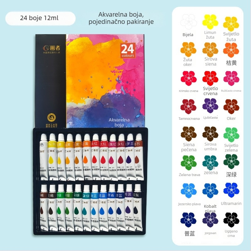 Painter set boja: akrilne, akvarelne i gouache za početnike, 36 boja u kutiji