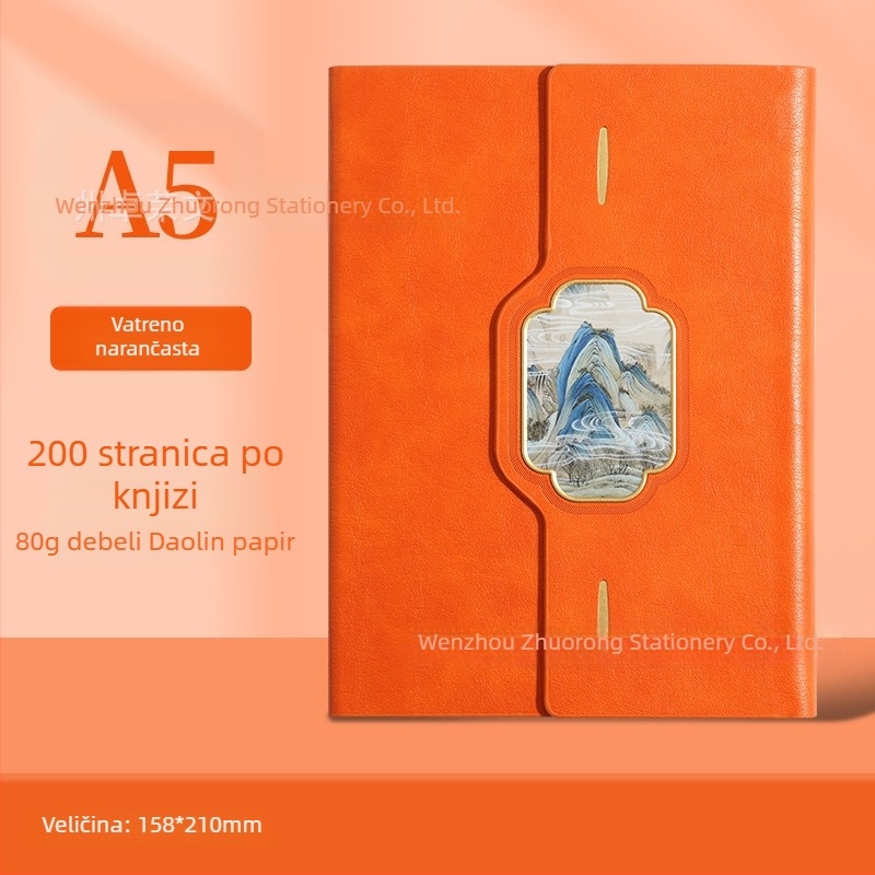 A5 set bilježnica s držačem za olovku i termosom u kutiji za poklon, mogućnost logotipa