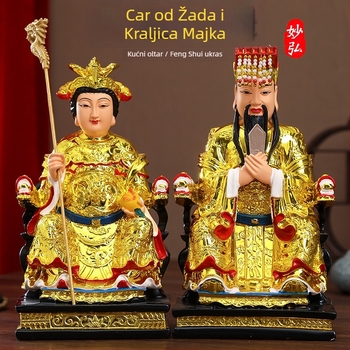 Zlatno pozlaćena smolasta statua Jade Emperor i Queen Mother